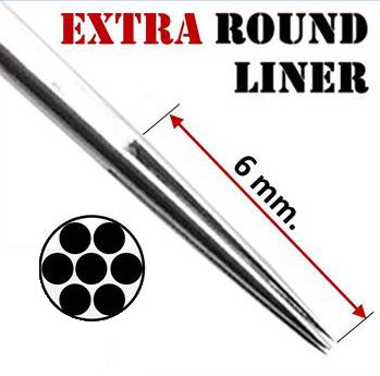 AKIRA Extra Round Liner Needles; 0.35mm. (50 units).